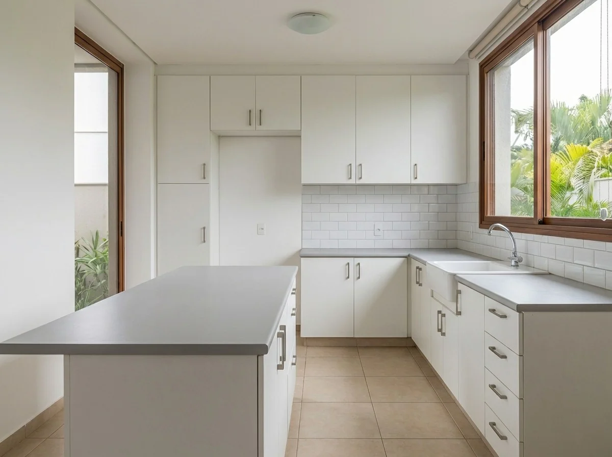 Comparação de design de interiores gerado pela Concretu · Antes